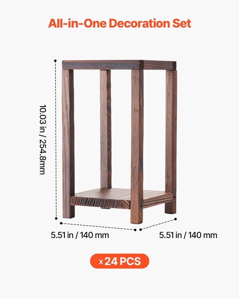 24 Pcs Wooden Wedding Lantern, Cedar Wood and Plastic Wooden Lantern Candle Holder, Rustic Decorative Home Centerpiece Ideal for Wedding Table Party