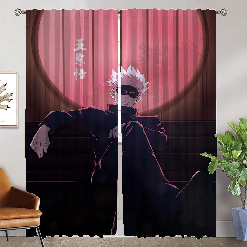 Gojo Satoru Modern Living Room Curtains 2 Pieces Blackout Curtain Home Interior Curtains for Camera Halloween Decoration Shades