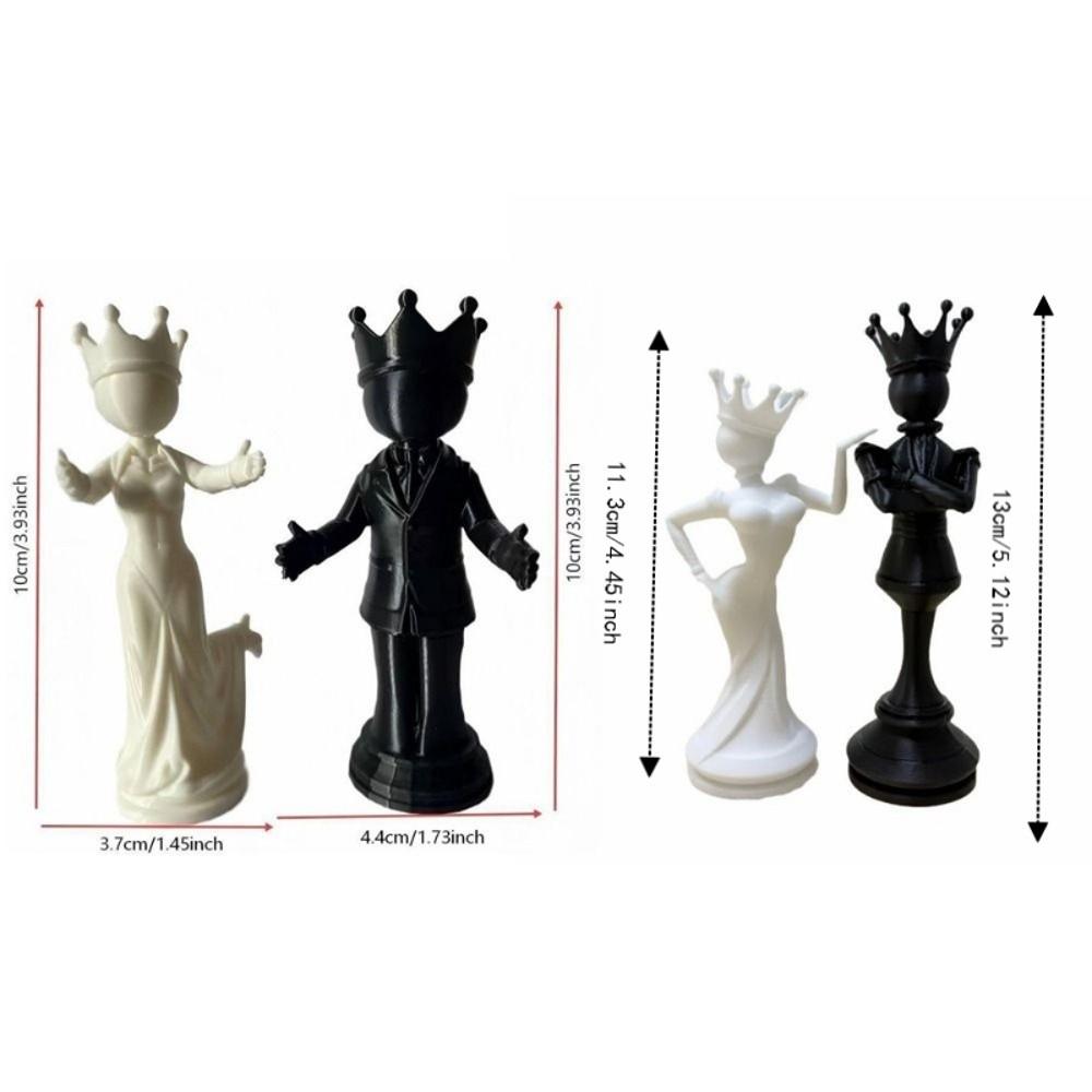 2pcs 3D Printed Desktop Ornaments Sculpture Queen King Statue Funny Persons Figurine  Office