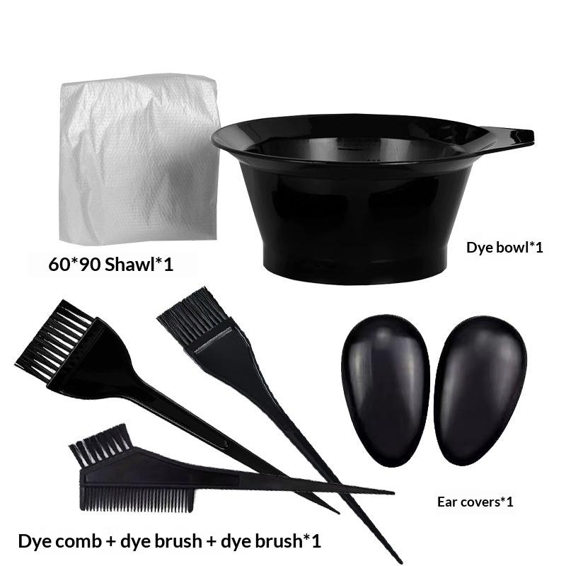 1Set Hair Dyeing Tools Set Home Salon Hair Dyeing Brush Hair Dyeing Cream Bowl Coloring Brush Comb Earcap Clips Dyeing Cape Kits