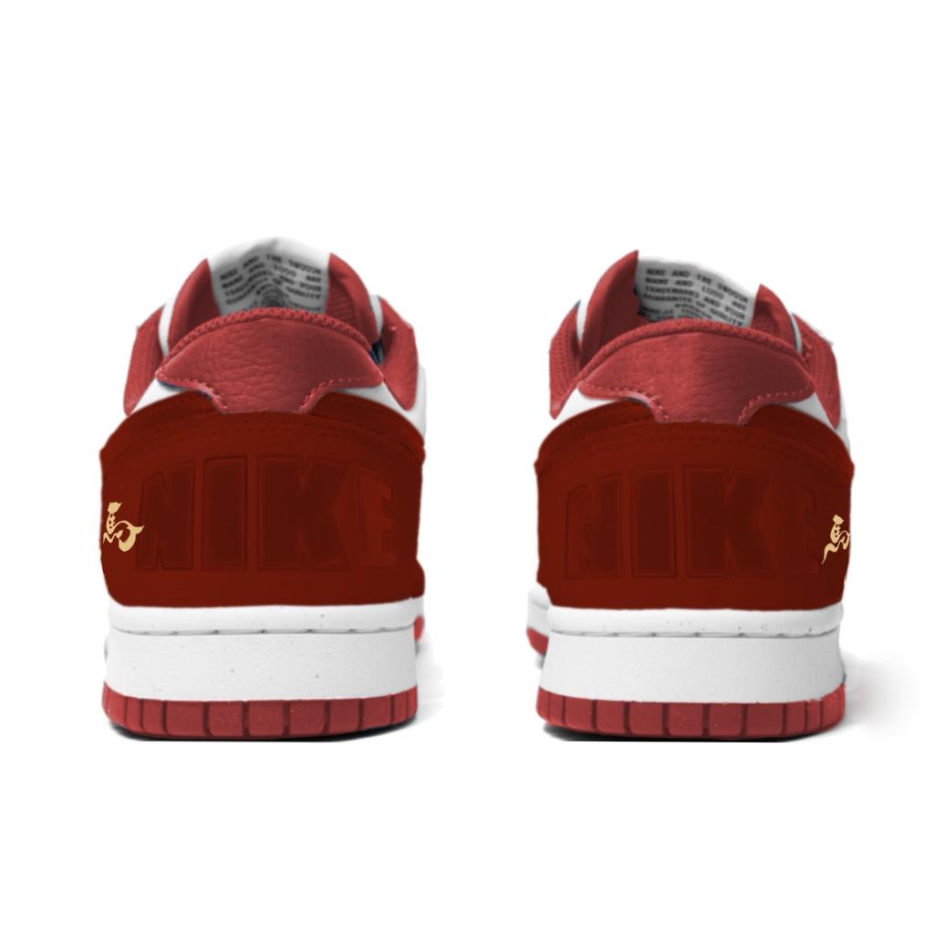 Nike Big Auspicious Cloud Red Steed Leather Low top Skateboard Shoes Men's Beige Red 355152-150(Team861-)