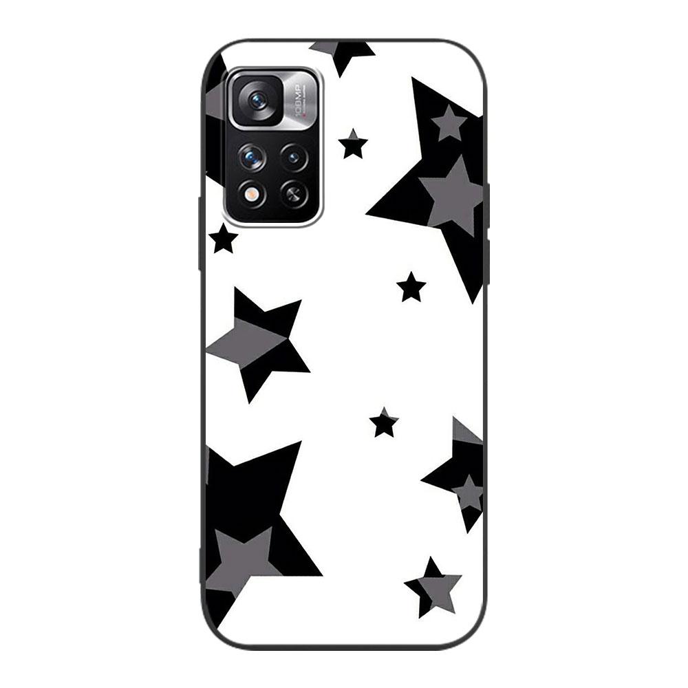 Case for Xiaomi Redmi Note 12 9S 8 10 11 Pro 10C 9C 9A 8T 8A 10S 11T 11E 9T 9i Black Silicone Phone Cover Stars Five-Pointed