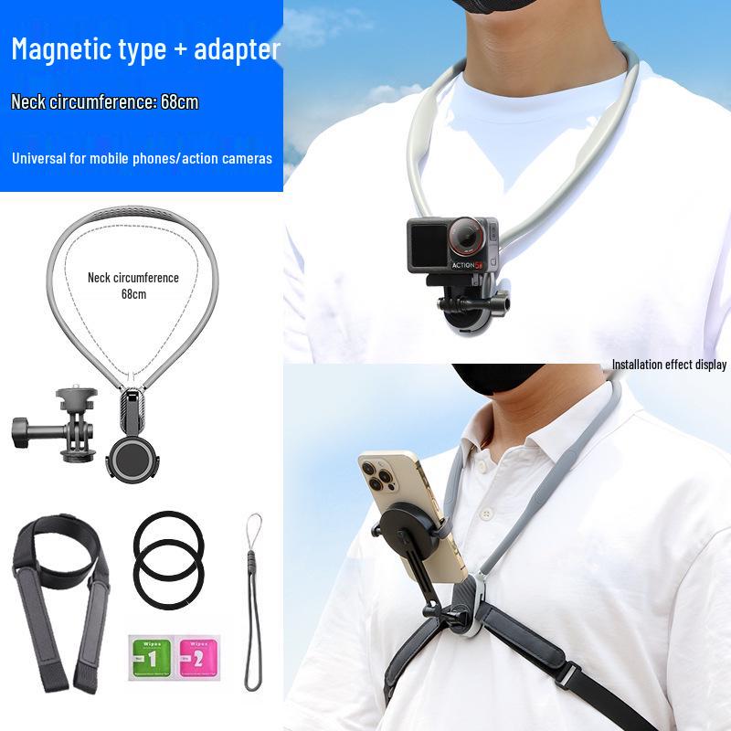 Neck-Mounted Sports Camera Bracket for Cycling and Fishing, Compatible with 360x3 Models