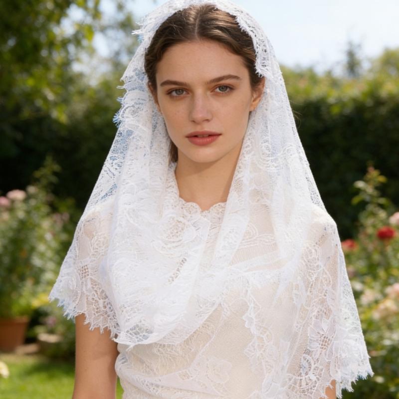 Gothic Bridal Veils Lace Brimmed Wedding Headpiece With Floral Lace For Halloween Bride Ceremony Accessories