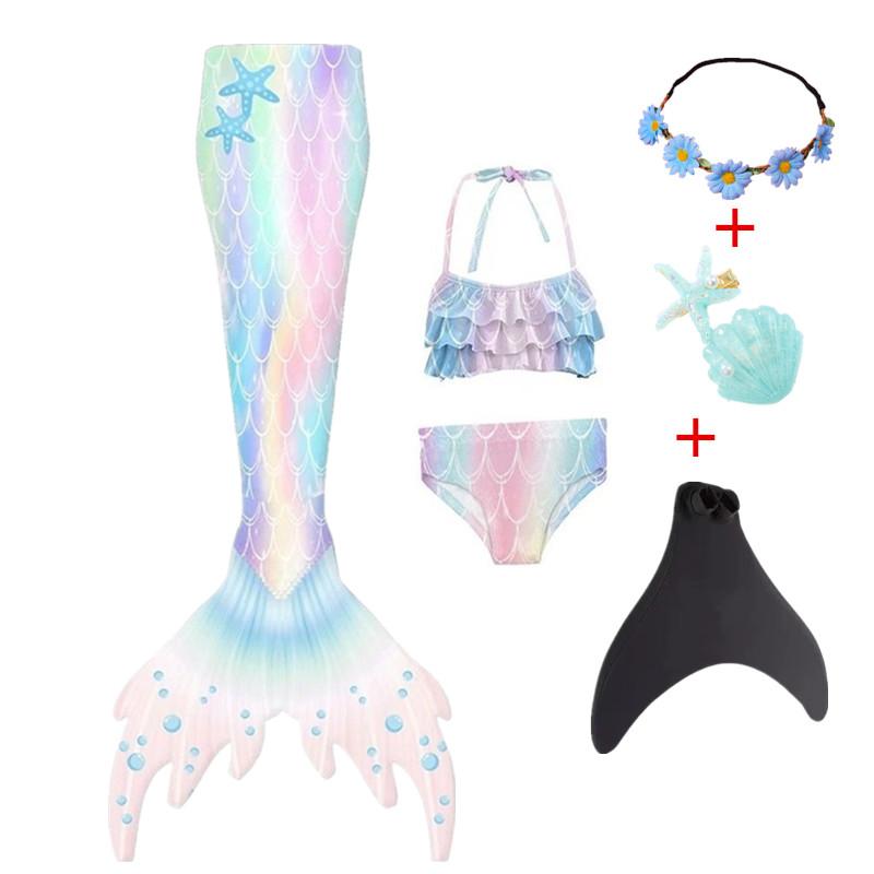 Girls Swimming Mermaid Tail Mermaid Costume Dress Cosplay Children Christmas Birthday Gift Fantasy Swimsuit Can Add Monofin Fin
