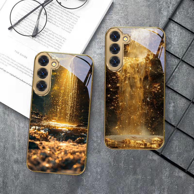 Wspaniałe krajobrazy Dla Samsung Galaxy S26 S20 FE S21 S22 S23 Plus S24 Ultra S25Ultra S21+ S22Plus Złote szklane etui na telefon