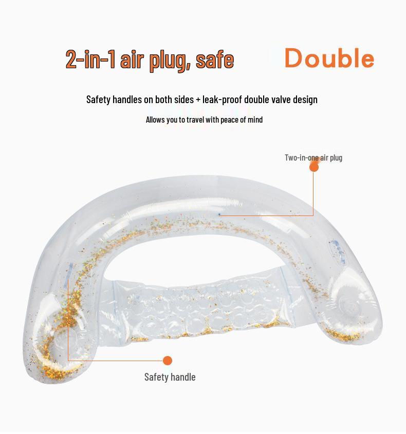 New Sequin-Backrest Floating Water Lounger Inflatable Bed