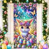 Happy Easter Cute Bunny Door Cover Backdrop Spring Garden Floral Easter Egg Background Easter Party Decoration Photo Shoot Props
