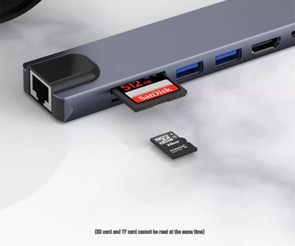 8-in-1 Type-C Multi-Port Hub with Ethernet & USB 3.0 Expansion Dock