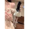 Pure desire girl style short skirt women's summer waist and thin age reduction lace splicing heavy industry small flying sleeve princess dress