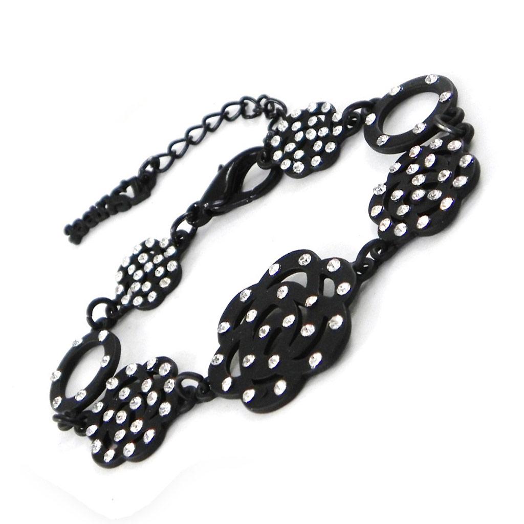 Les Trésors De Lily [G8742] - Black 'Camélia' Designer Bracelet