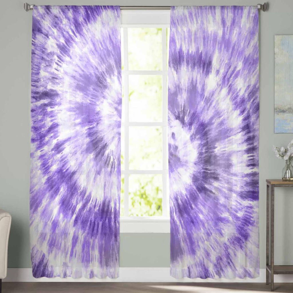 Lila Ölgemälde Textur Tüll Transparente Vorhänge für Wohnzimmer Schlafzimmer Küche für Fenster Voile Vorhänge Heimdekoration