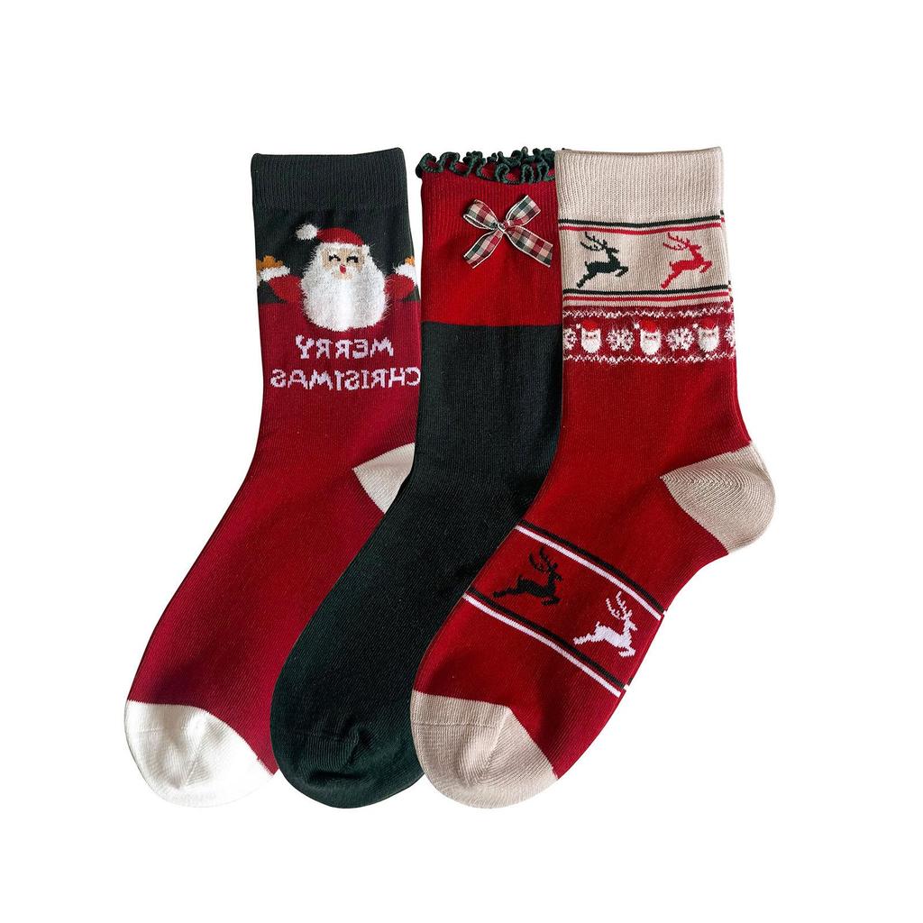 Damen Niedliche Cartoon Weihnachtsstrümpfe: Mittelwaden-Baumwollsocken, Herbst Winter Vielseitiges Geschenk