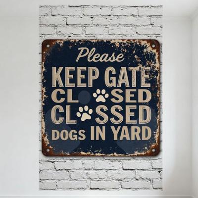 Cartello Metallico Vintage 'Si Prega di Tenere Chiuso il Cancello Cani in Giardino' Targhetta Murale Rustica Consumata per Giardino Cortile Decorazione Casa Arte da Appendere