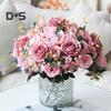 Vintage Artificial Peonies Faux Silk Flowers Bunch Hydrangea Rose Peony Floral Centerpiece for Wedding Event Party Home Decor