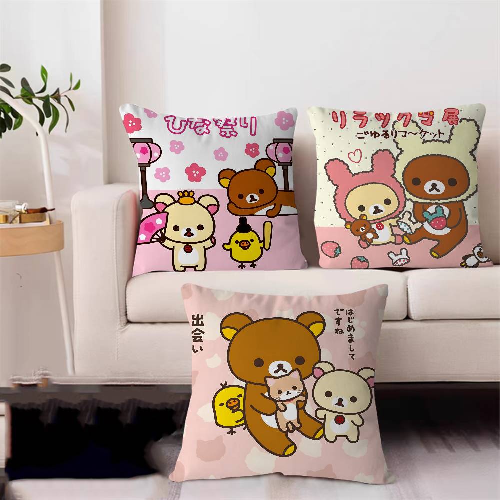 Cartoon RilakkumaS Anime Pillow Case Removable Washable Cushion Cover – All-Season Soft Linen