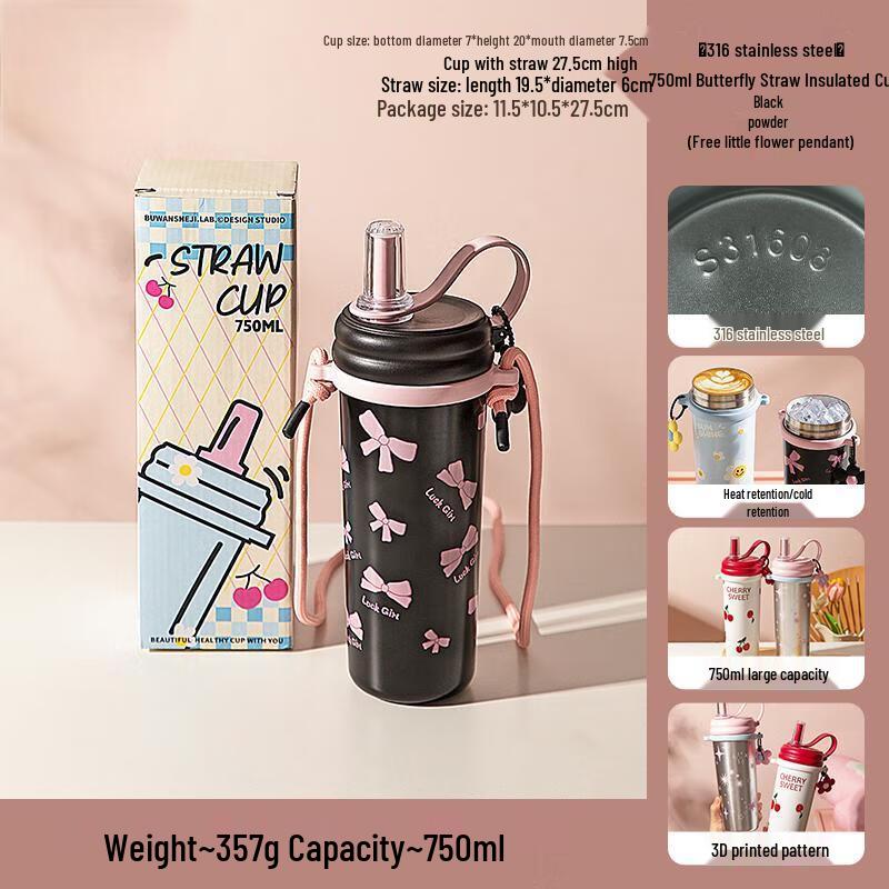 WA316 Stainless Steel Insulated Straw Coffee Cup 750ml