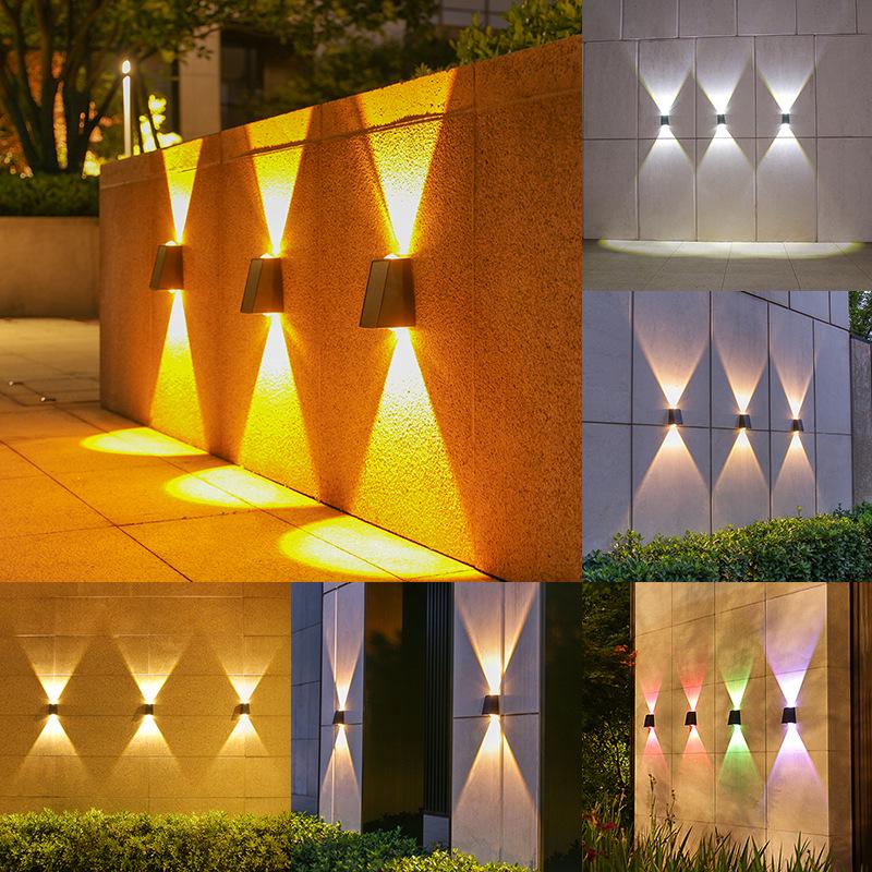 Solar Waterproof Wall Washer Light: Outdoor Courtyard Villa Decoration, Up/Down Lighting for Garden Atmosphere.