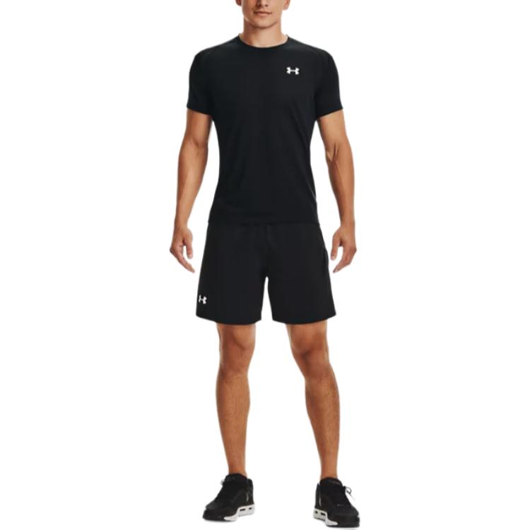 Under Armour Solid Color Belted Breathable Casual Shorts Men Bottoms Black 1351189-002