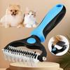 Professional Pet Deshedding Brush Dog Hair Remover Cat Dematting Comb Double Sided Rake for Grooming