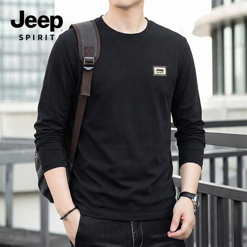 JEEP SPIRIT Men s Oversized Pure Cotton Long-Sleeve Tee 2XL
