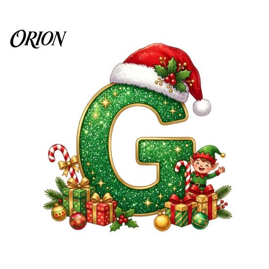 Unique Festive Gift for Family Personalized 26 Alphabet Christmas Ornament with Santa Hat Elf Design, Acrylic Customized Wrapping Tag Hanging