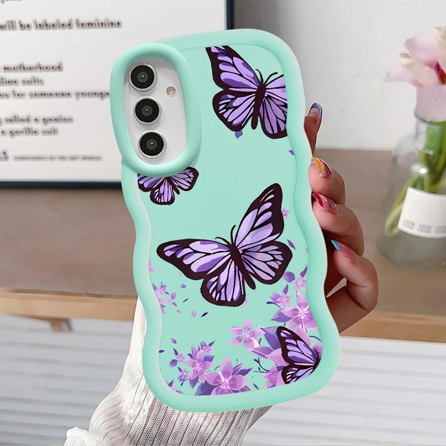 Case for Samsung Galaxy A12 A21s A11 A16 A13 A52 A14 A15 Soft Phone Cover A06 A23 A03 A22 A53 A04 A05 A33 INS Retro Butterfly