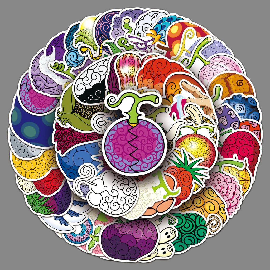 52 One Piece Devil Fruit Stickers: Japanese Anime Decoration for Phone Cases & Computers