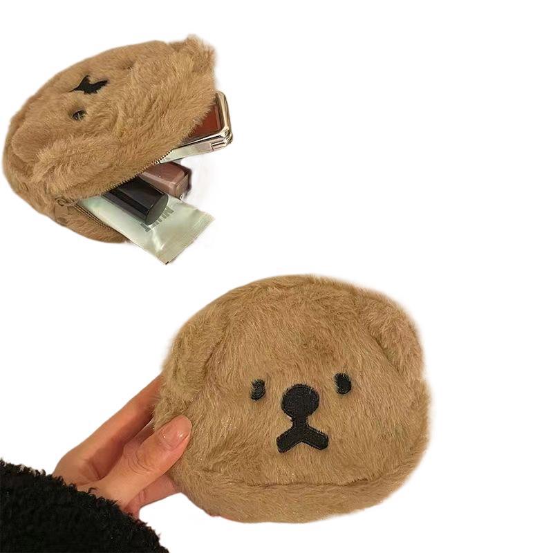 Cute Cartoon Plush Bear Change Bag, Portable Sundries Storage Bag, Earphone Bag, Red Envelope, Embroidered Small Card Bag.