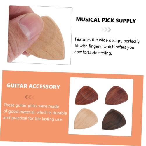 Ibasenice 4-Piece Wooden Guitar Picks with a Concave Design for Easy Grip, Suitable for Electric and Acoustic Guitars, Made from Rich Bass Wood