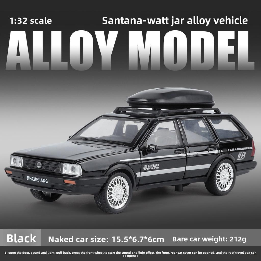 Diecast 1/32 VW SANTANA Wagon Alloy Car Model with Sound Light Children Boy Birthday Gift Toy Vehicles Miniature Voiture
