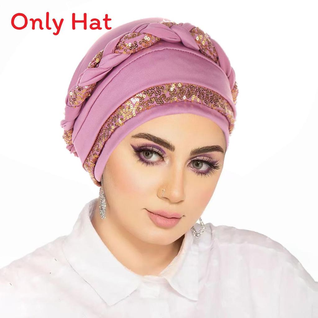 Casual Polyester Knit Headscarf Hat With Embroidered Braid For Autumn Wear