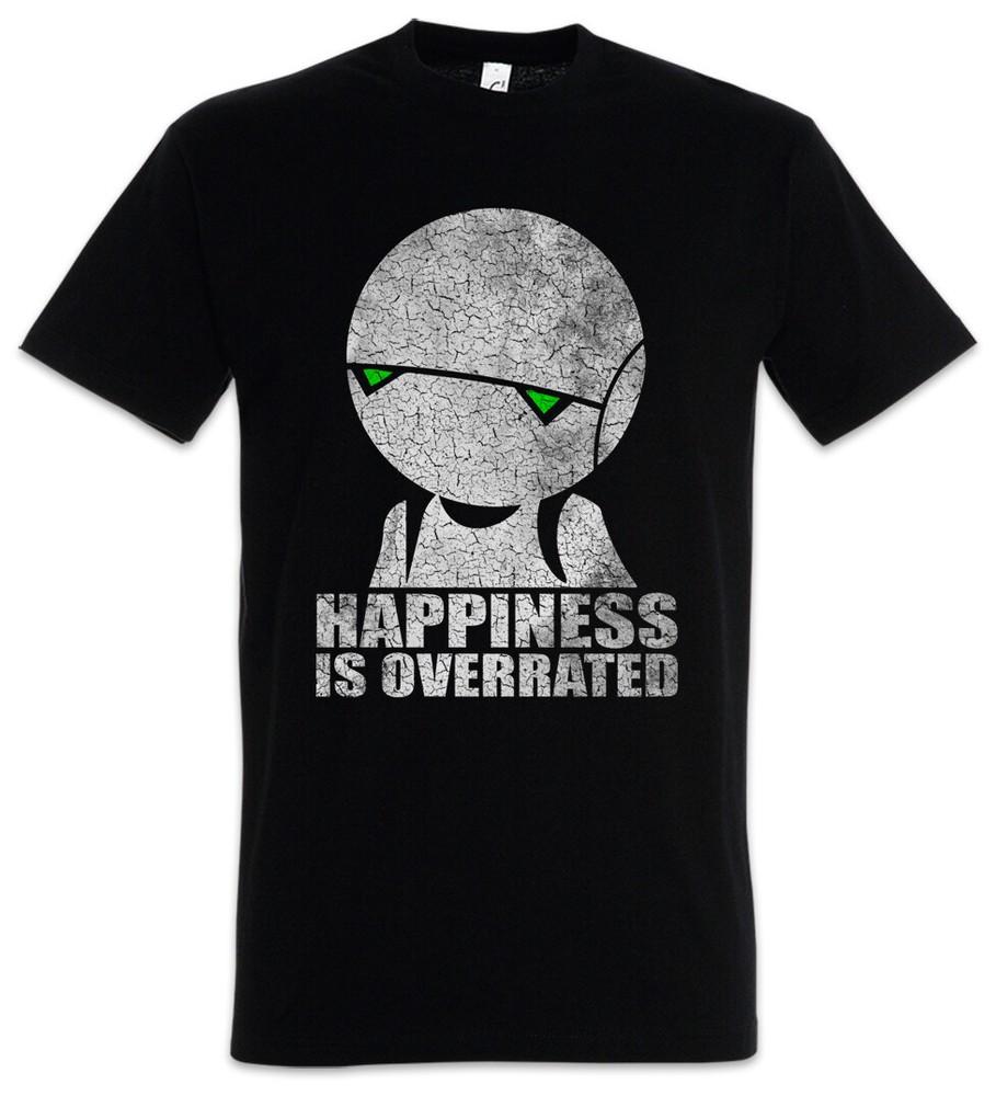 

Happiness Is Overrated T-Shirt Depression dejection Robot Fun Robots Android 4XL