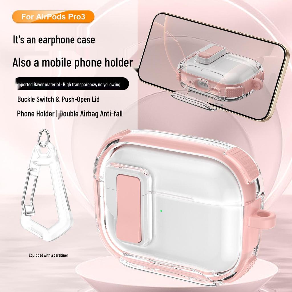 AirPods Pro 3 Transparent Protective Case for 4th Gen with Stand Buckle