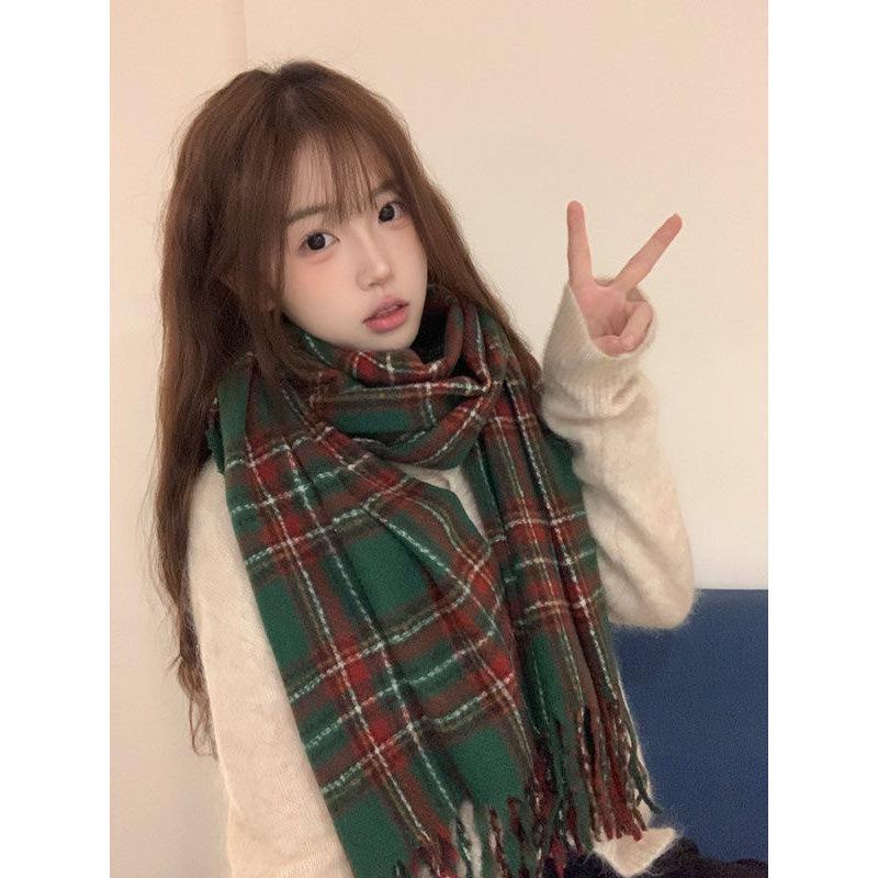 Versatile Red Plaid Scarf: Imitation Cashmere, Unisex, Autumn/Winter Style, Cozy Warmth for All