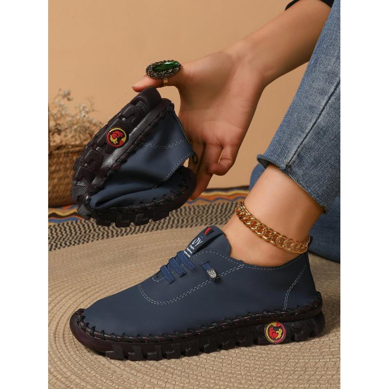 Spot handmade side seam thread large size beef tendon shoes shallow mouth outer wear single shoes 2025 new Roman style soft sole women's shoes