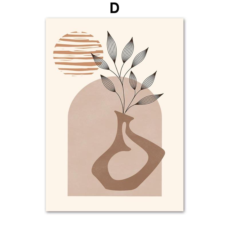 Boho Linien Sonne Mädchen Vase Blatt Regenbogen Geometrie Wandkunst Leinwand Malerei Nordische Poster und Drucke Bilder für Wohnzimmer Dekor