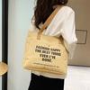 Fashionable Canvas Tote Bag For Students Stylish Large Capacity Shoulder Bag In Black White Or Khaki