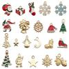 100-teiliges Weihnachts-Tropföl-Legierungs-Schmuckzubehör: Weihnachtsmann, Schneemann, Glocke, Rentier Anhänger für DIY Armbänder.