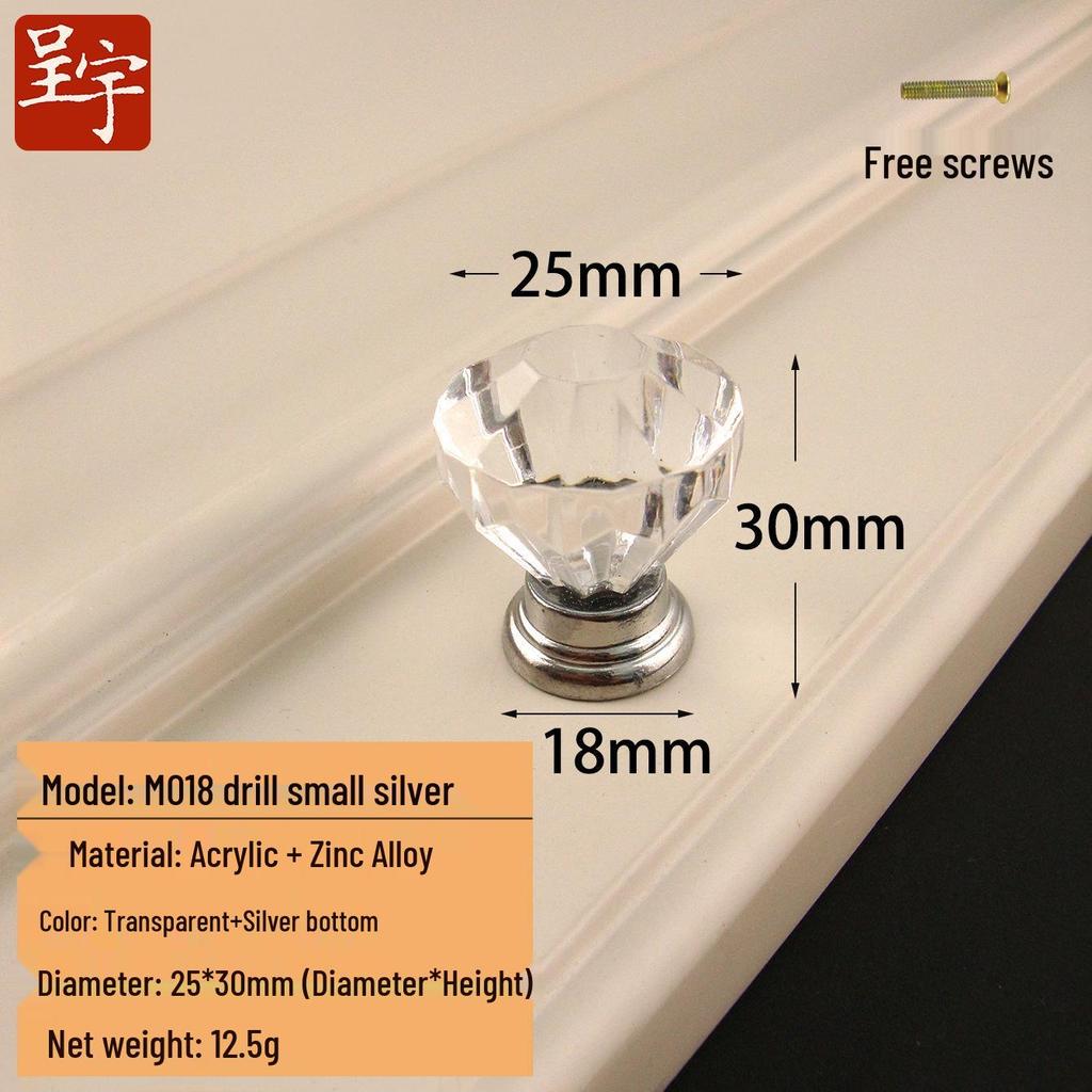 Crystal Clear Acrylic Knob: Single Hole Diamond Design for Pot Lids, Wardrobes, and Drawers