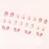 24 Pieces Frosted Texture Short Flower Sweet French Fake Nails  Box 24 Pieces