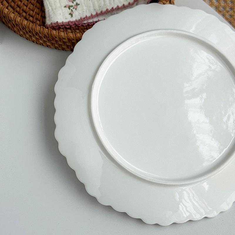 French Style Relief Ceramic Plates Household 8 Inch Underglazed Colour Dessert Dish Floral Pattern High End Exquisite Tableware