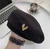 Japanese Retro Woolen Beret Female Face Small Korean Versatile Cartoon Bear Fashionable Temperament Painter Hat