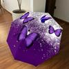 1PC Purple Butterfly Umbrella-8-Rib Reinforced, Automatic Open, Lightweight & Durable, Cute Fashion Accessory for Outdoor-P107