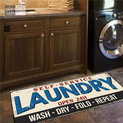 Retro Style Laundry Room Mat Absorbent Runner Rug Memory Foam Funny Doormat Kitchen Floor Mats