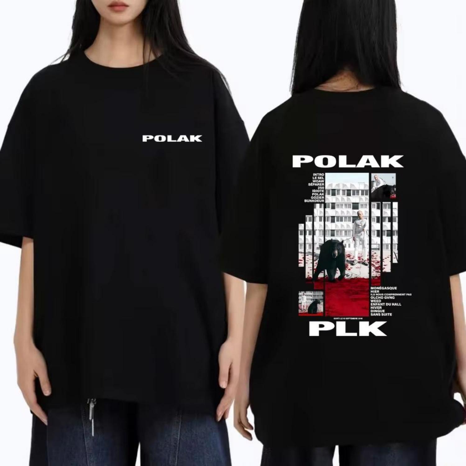 

Футболка с графикой рэпера Plk Polak Мужская Женская Мода Поп-музыка Уличная одежда Женские Повседневные Хлопковые Футболки с Принтом Винтажные Хип-хоп Футболки S