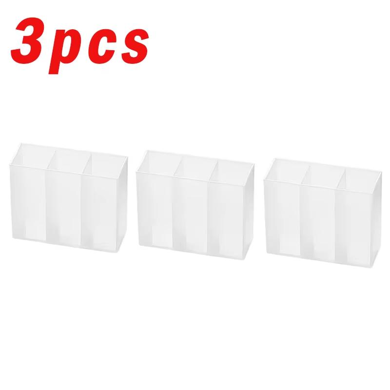 3/6pcs Wall-Mounted Mini Storage Box Clear Plastic Lipstick Eyebrow Pencil Makeup Brush Holder Makeup Organizer Dresser Storage