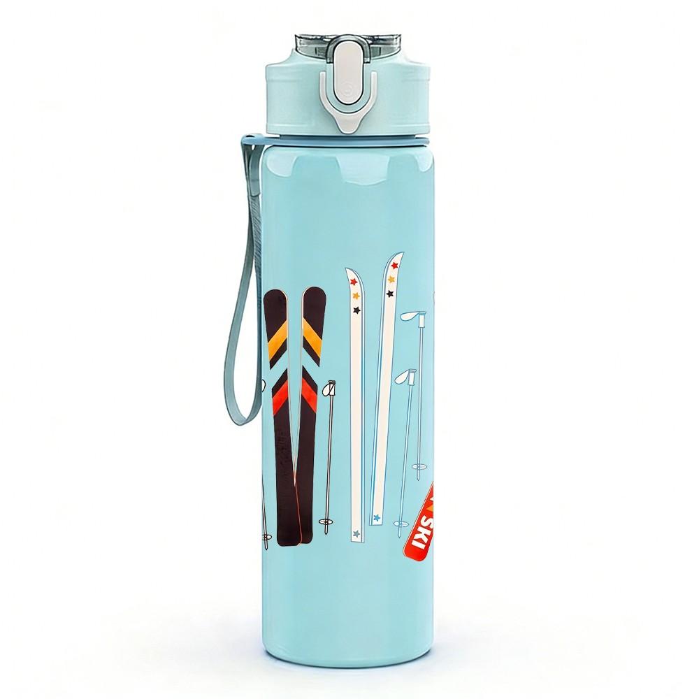 1PC Paint Brush Pen Craft Tool Print 750ml Color Plastic Sports Water Bottle Leakproof Flip Straw Lid Suitable for Sports Office Home Use