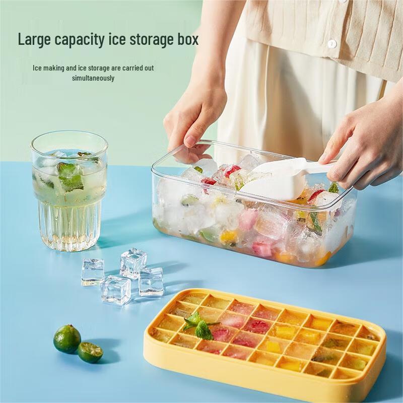 COOKER KING 28-Grid Ice Cube Tray with Lid and Storage Box
