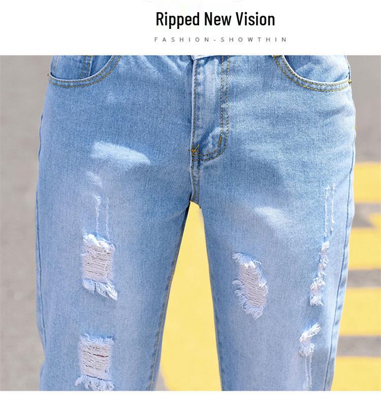 2023 Damen High Waist Slim Ripped Jeans - Sommer bis Herbst Gerade Locker Haremshose